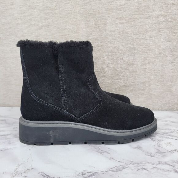 Clarks Women's Ivery Opal Ankle Boot Black Warm Lined Suede - Picture 1 of 10